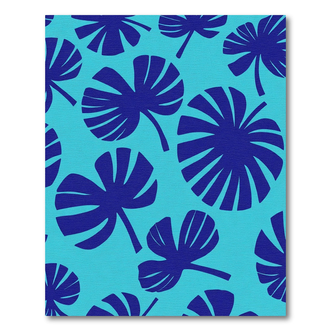 Bright Blue Tropical Leaf Collage Rug