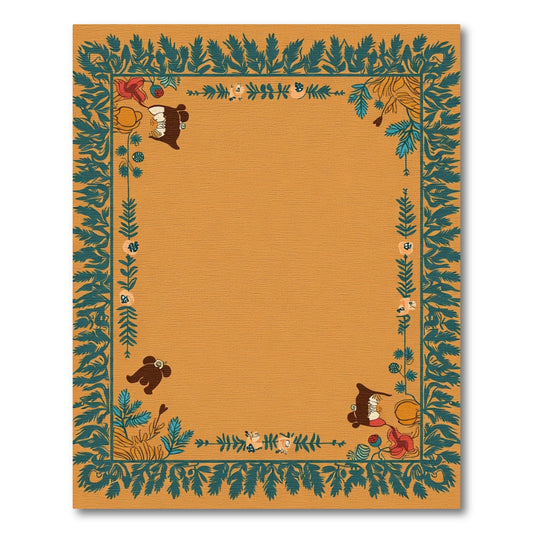 Terracotta Green Whimsical Creature Border Rug