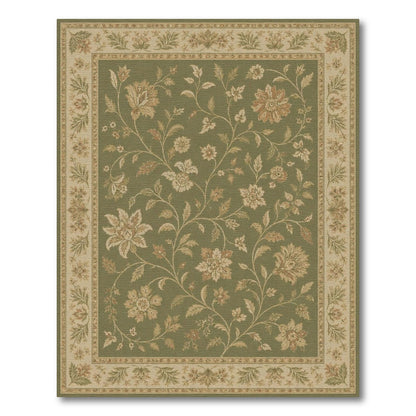 Green Floral Vintage Area Rug