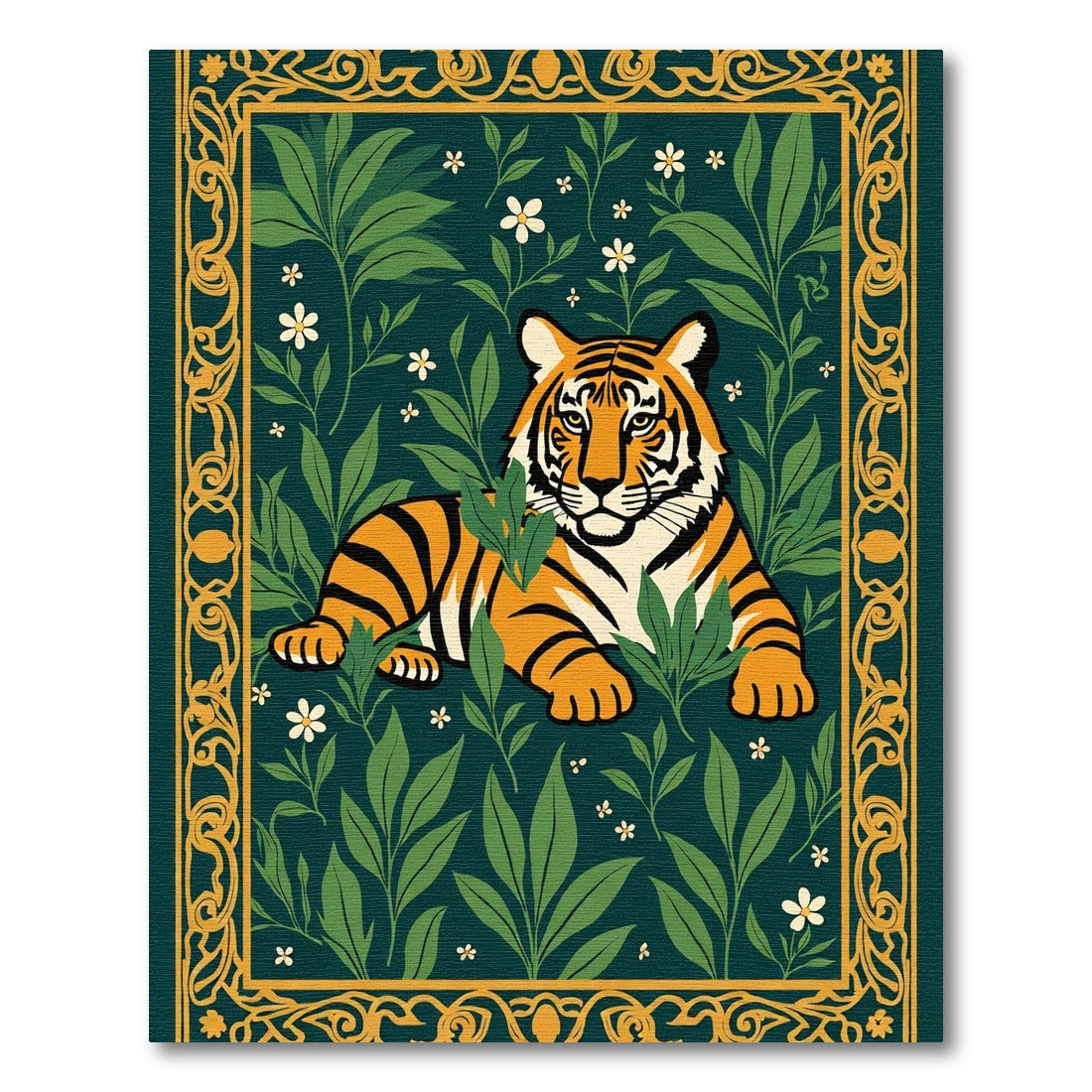 Majestic Tiger Amidst Lush Greenery Rug