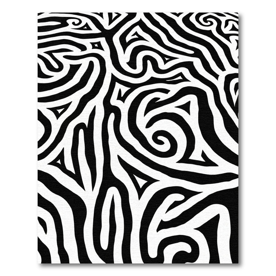 Black White Abstract Swirl Harmony Rug