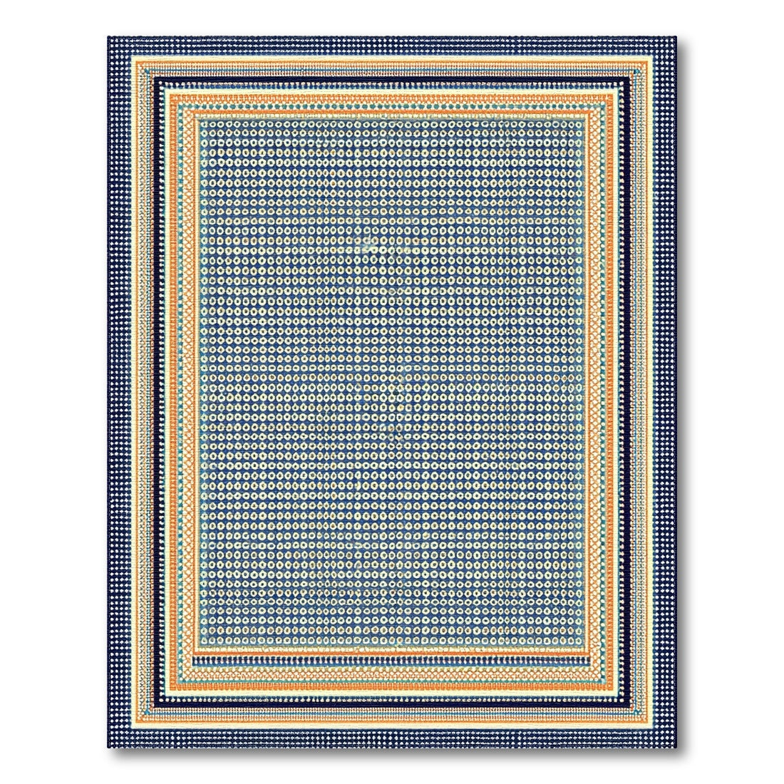 Blue Geometric Circle Blue and Teal Area Rug