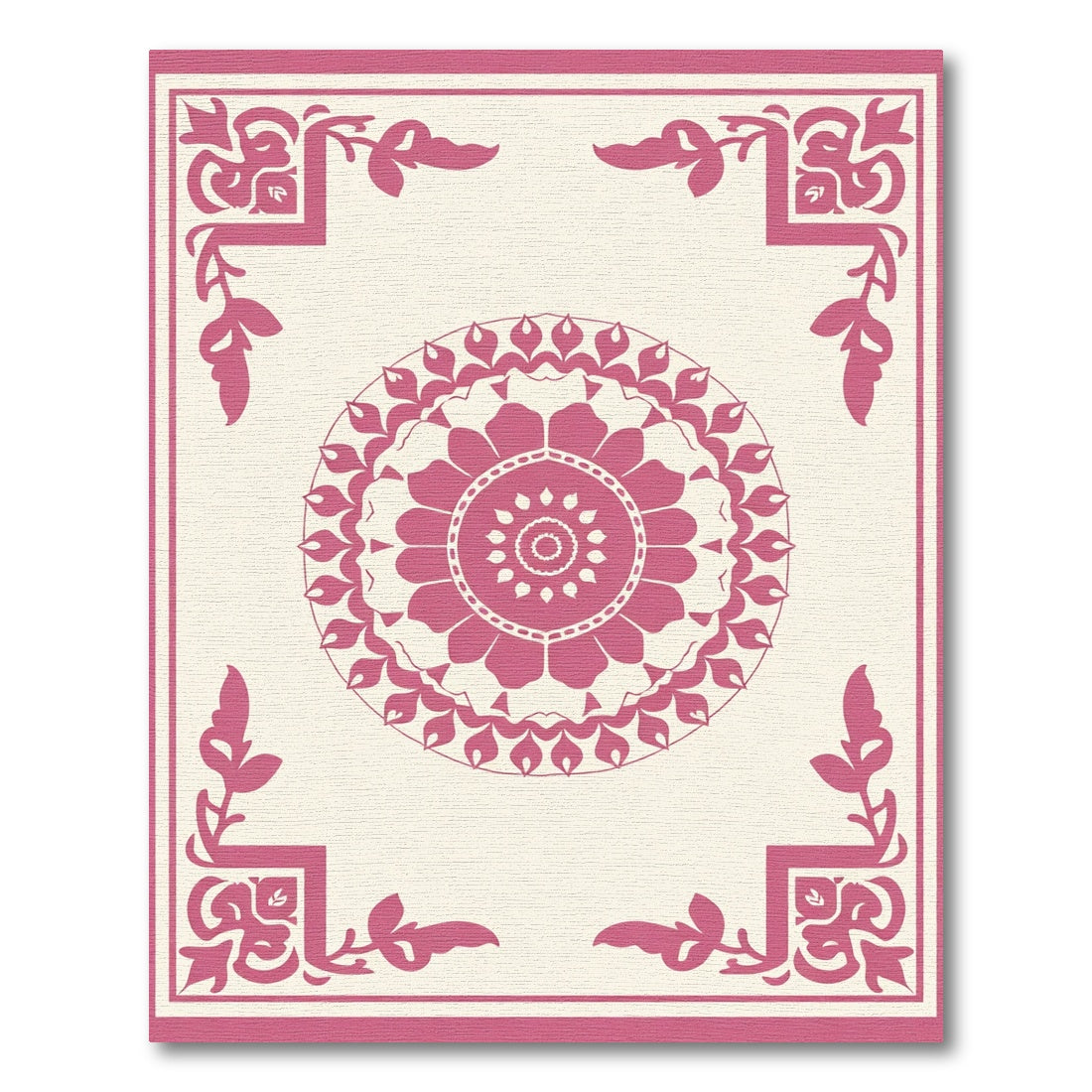 Crimson Floral Medallion with Corner Accents Rug