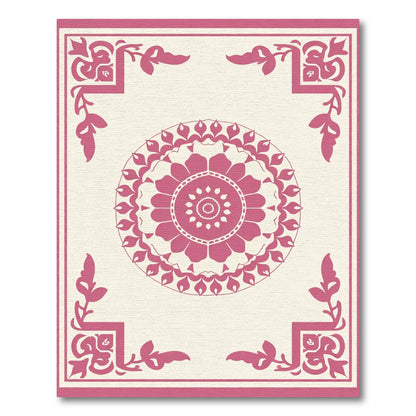 Crimson Floral Medallion with Corner Accents Rug