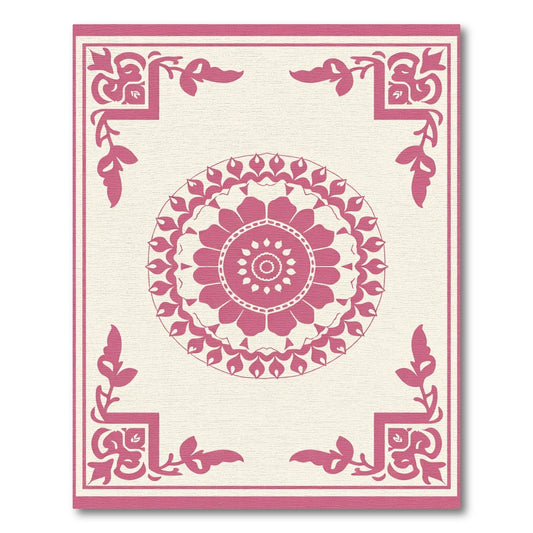 Crimson Floral Medallion with Corner Accents Rug