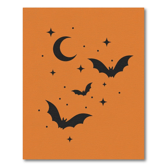 Kids Cartoon Orange Halloween Bats Area Rug