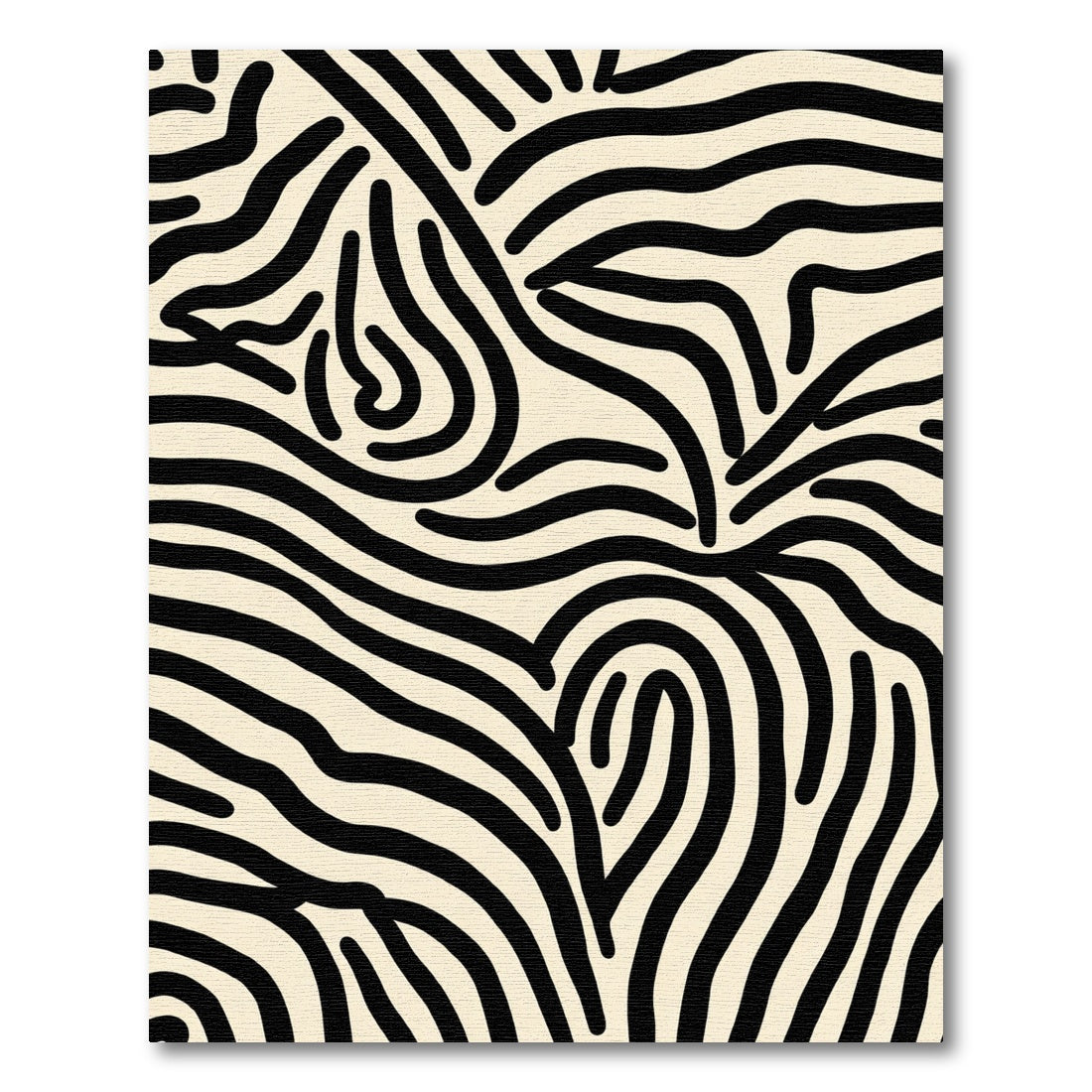 Abstract Black Cream Swirl Lines Rug