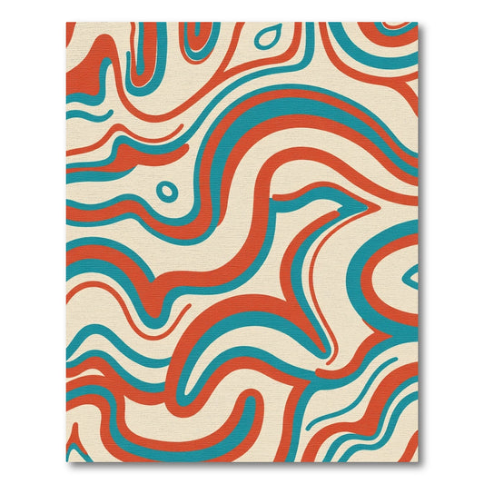 Retro Teal Orange Swirl Abstract Rug