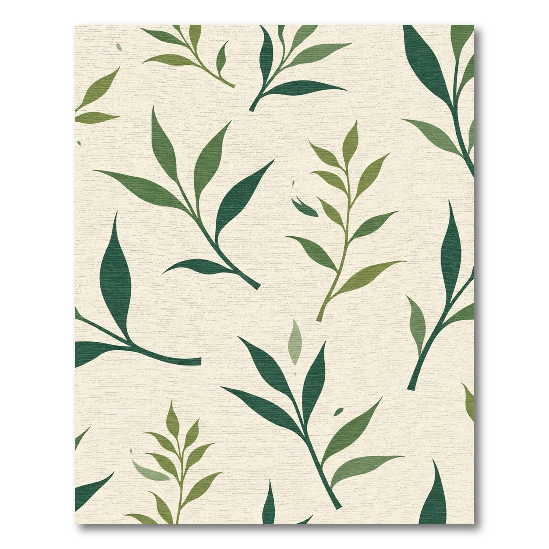 Botanical Green Leaf Branch Scatter Rug