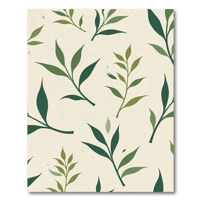 Botanical Green Leaf Branch Scatter Rug