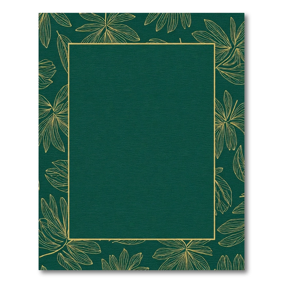 Emerald Green Outline Leaf Square Rug