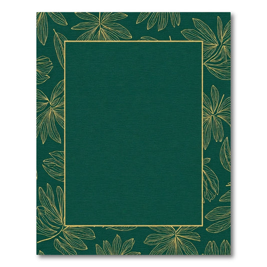 Emerald Green Outline Leaf Square Rug