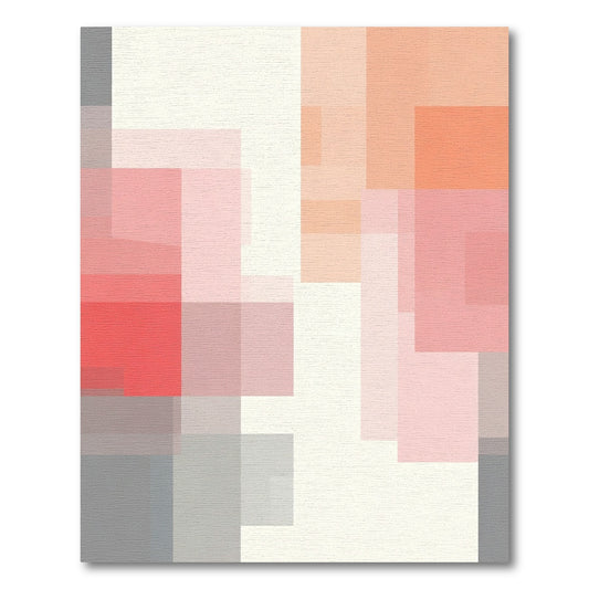 Soft Peach Coral Geometric Overlay Rug