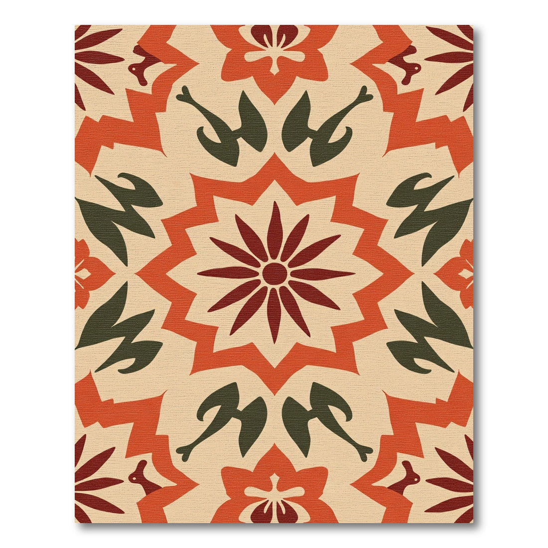 Terracotta Red Floral Sunburst Rug