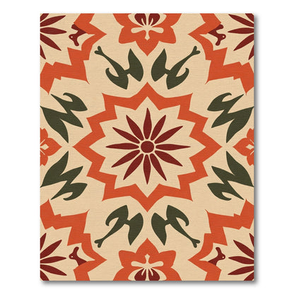 Terracotta Red Floral Sunburst Rug