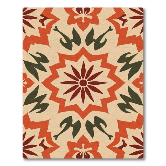 Terracotta Red Floral Sunburst Rug