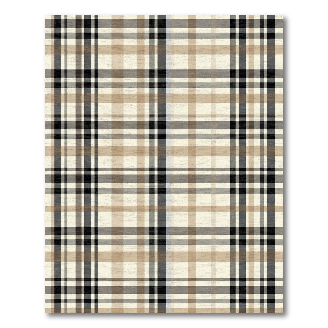 Classic Tan Black Plaid Blanket Rug