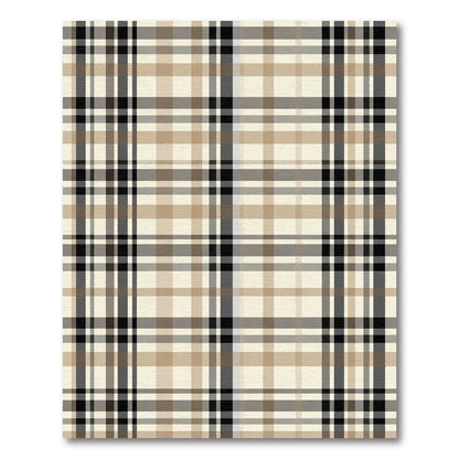 Classic Tan Black Plaid Blanket Rug