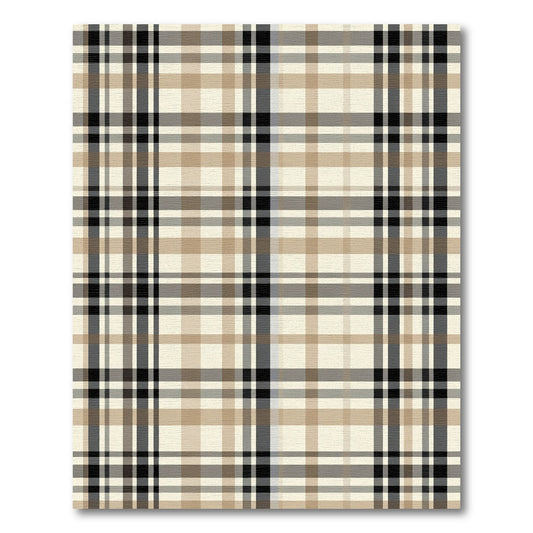 Classic Tan Black Plaid Blanket Rug
