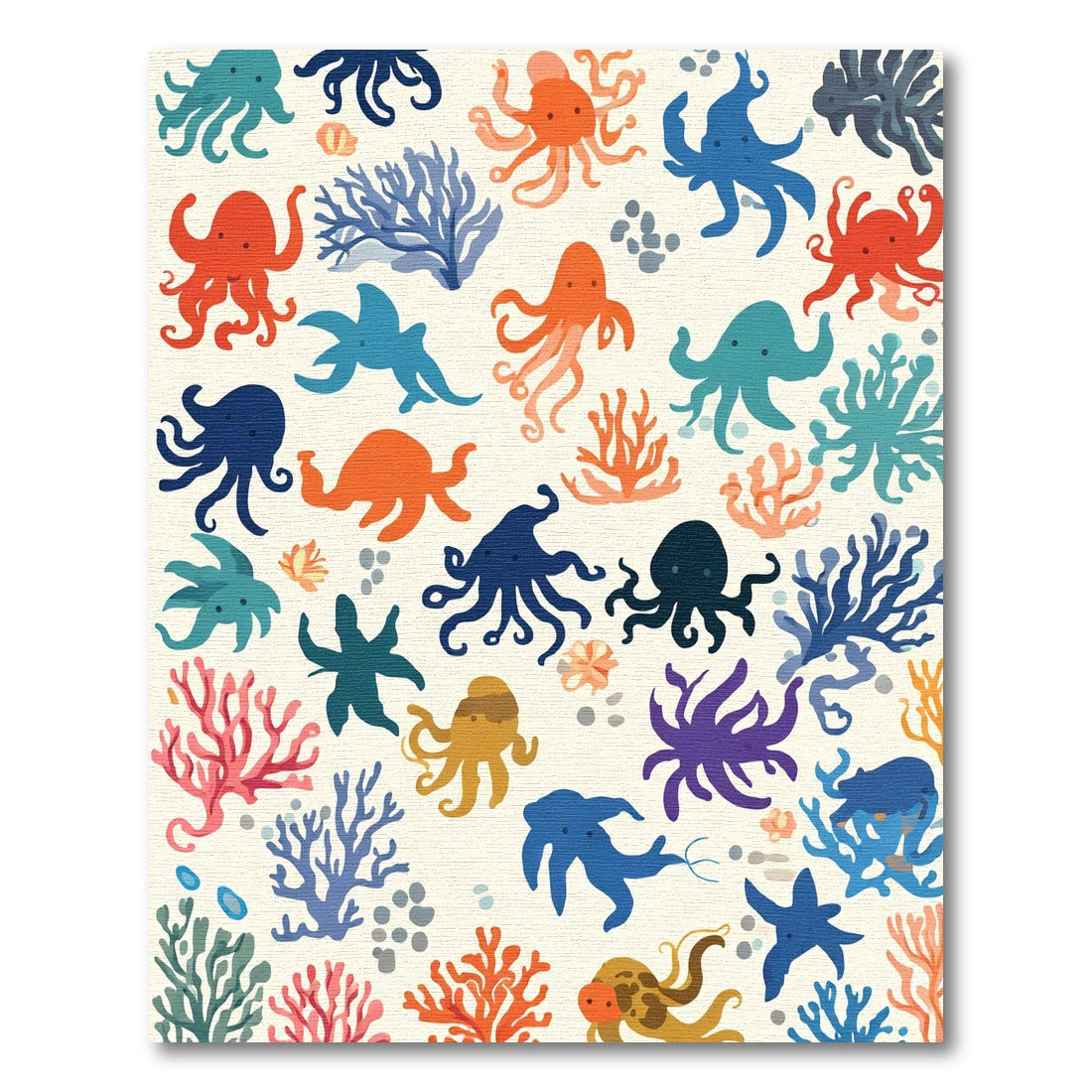 Oceanic Octopus Coral Gathering Rug
