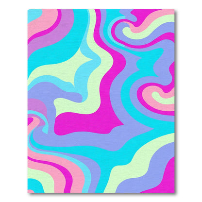 Retro Pink Blue Swirls Rug