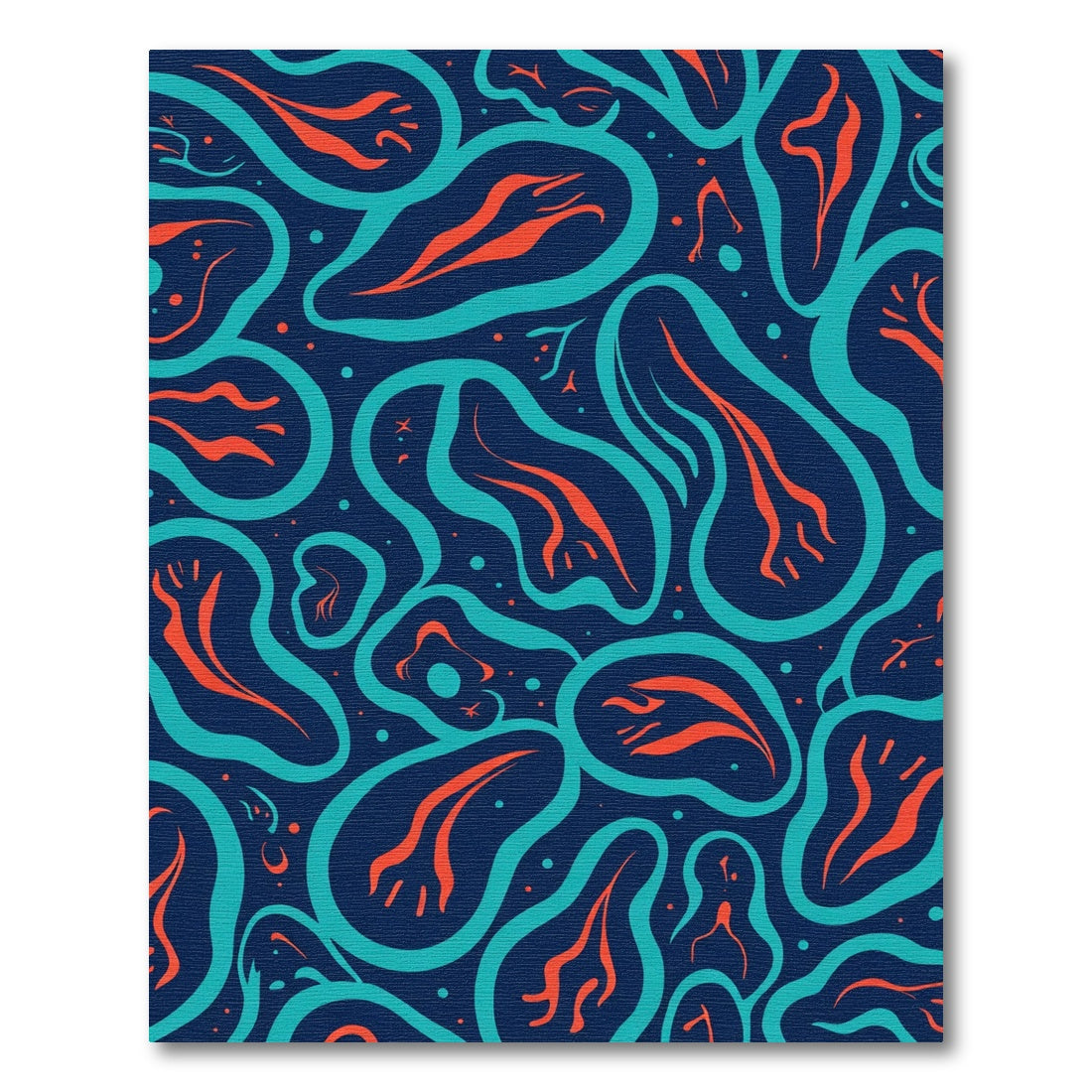 Abstract Teal Orange Organic Flow Rug