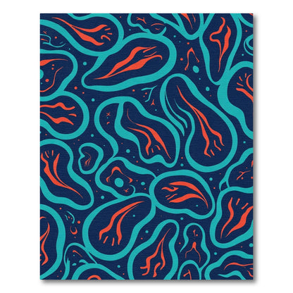 Abstract Teal Orange Organic Flow Rug