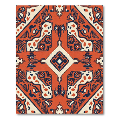 Bold Orange Cream Tribal Medallion Rug