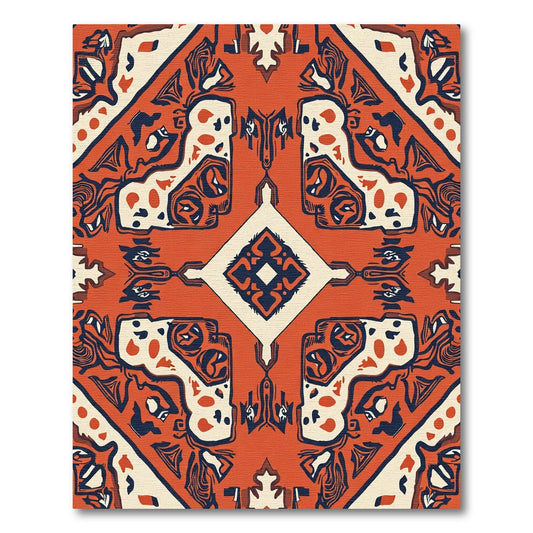 Bold Orange Cream Tribal Medallion Rug