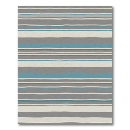 Coastal Gray Blue Stripe Contemporary Rug
