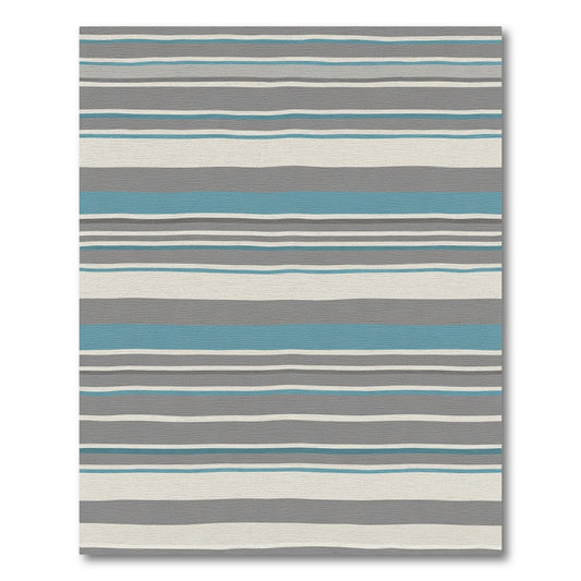Coastal Gray Blue Stripe Contemporary Rug