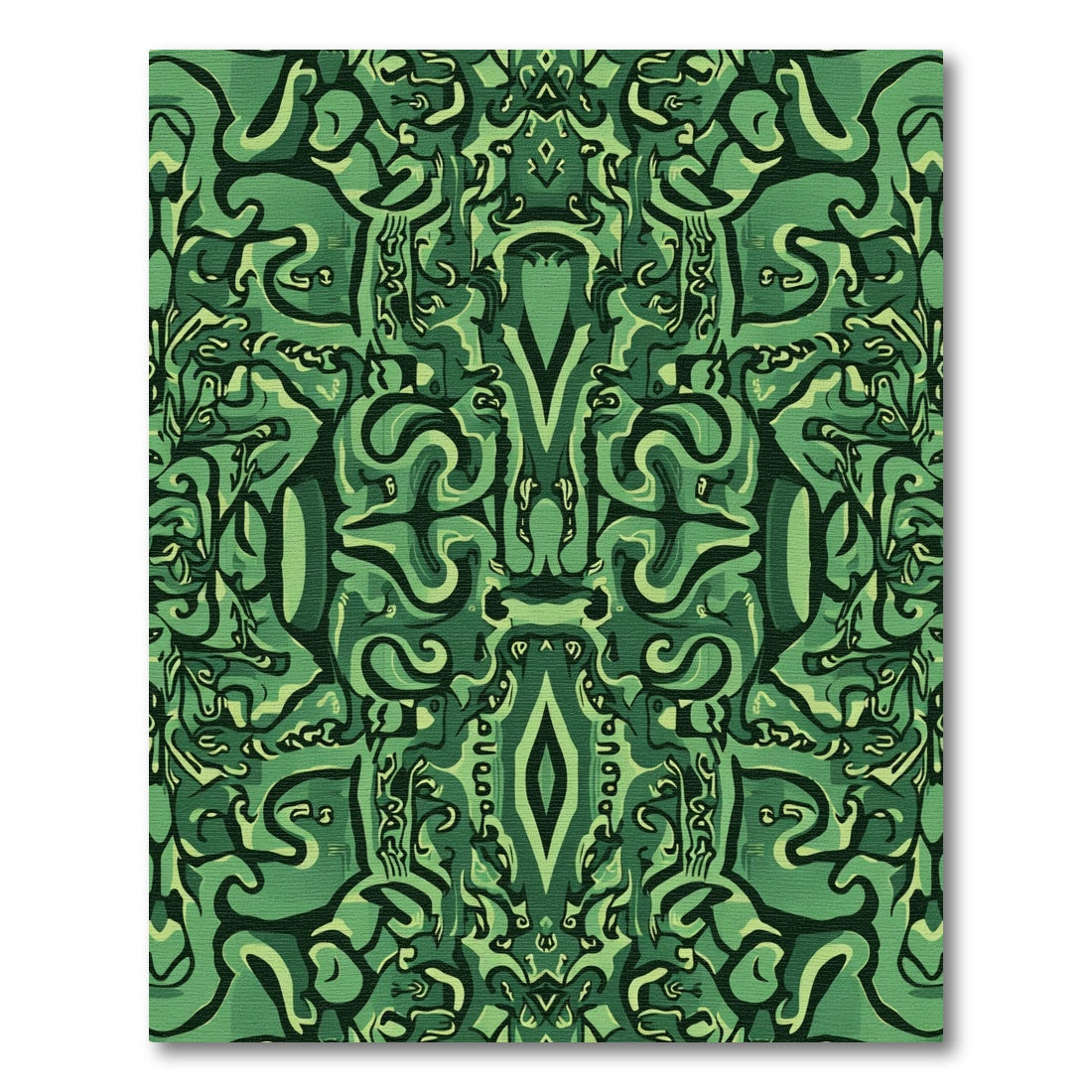 Emerald Green Abstract Swirl Medallion Rug
