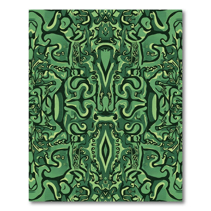 Emerald Green Abstract Swirl Medallion Rug
