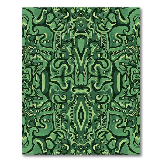 Emerald Green Abstract Swirl Medallion Rug