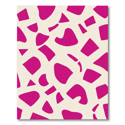 Vibrant Pink Abstract Shapes Cream Rug