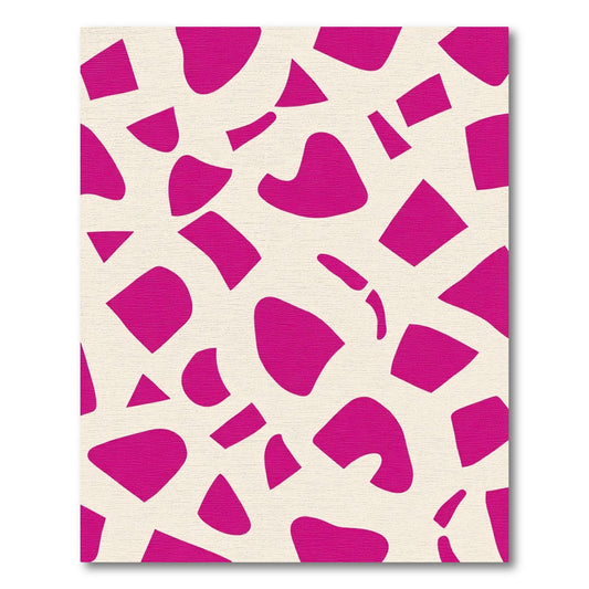 Vibrant Pink Abstract Shapes Cream Rug