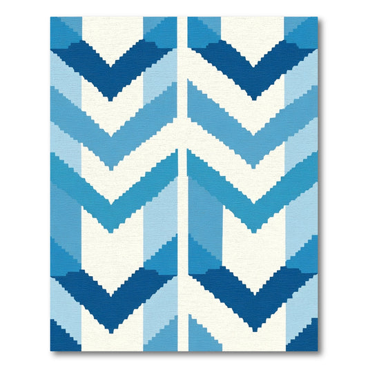 Ombre Blue Chevron Zigzag Rug