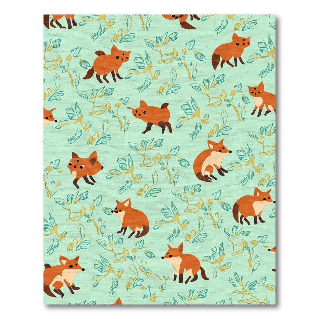 Cute Orange Fox Meadow Pattern Rug