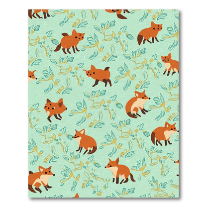 Cute Orange Fox Meadow Pattern Rug