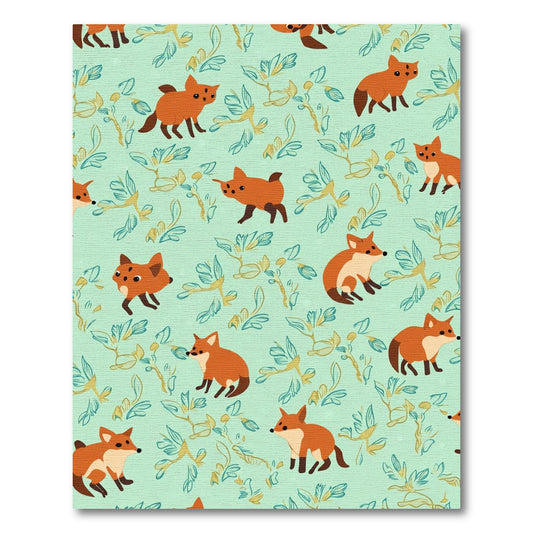 Cute Orange Fox Meadow Pattern Rug