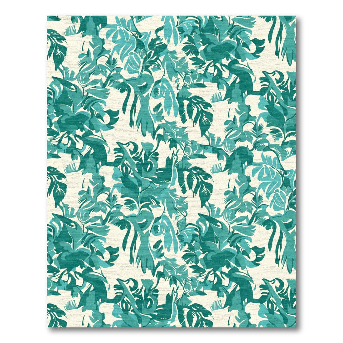 Emerald Teal Abstract Botanical Swirls Rug