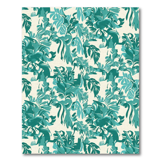 Emerald Teal Abstract Botanical Swirls Rug