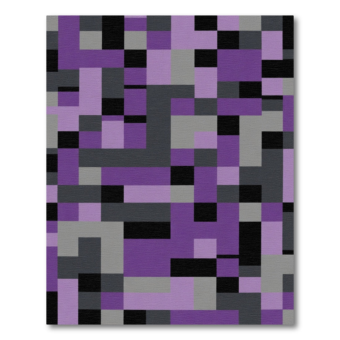 Purple Black Grey Geometric Blocks Rug