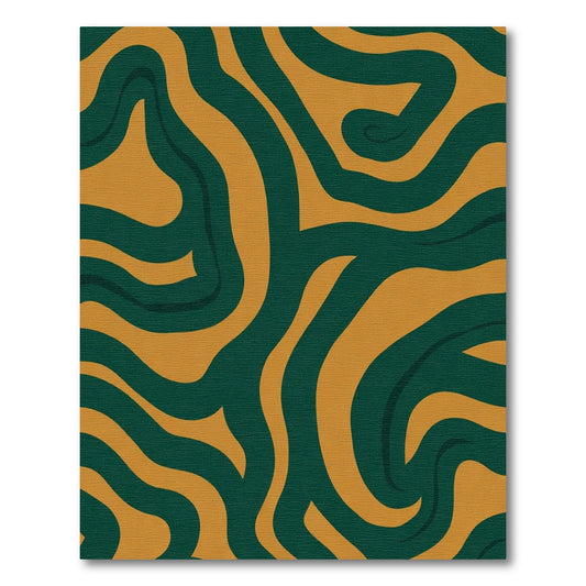 Gold Emerald Swirl Abstract Rug