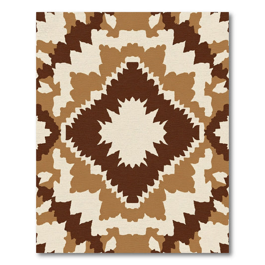 Earthy Neutral Abstract Starburst Rug