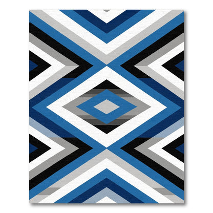 Bold Blue Gray Diamond Geometric Rug
