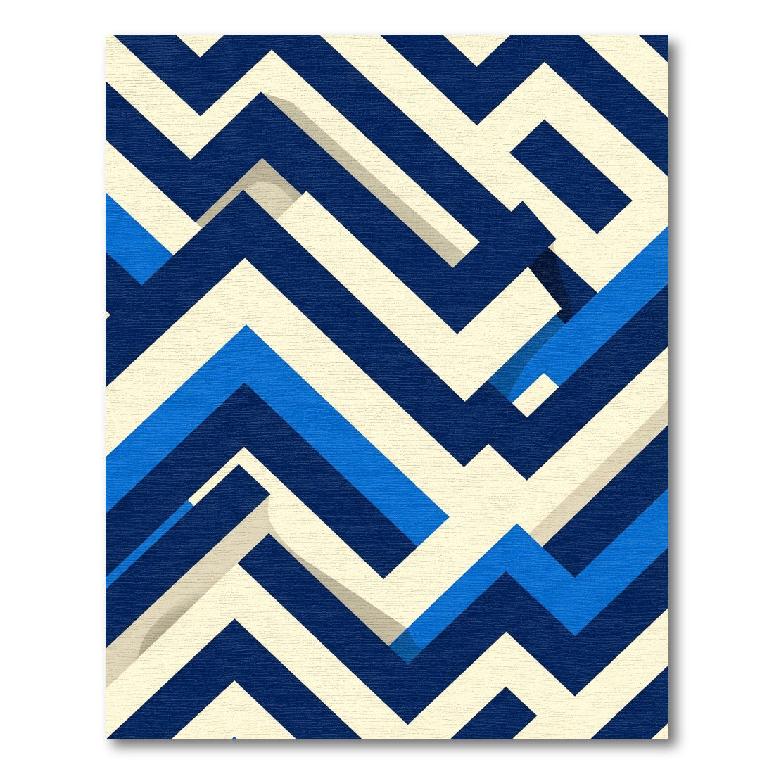 Geometric Maze Navy Blue Cream Rug