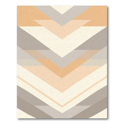 Modern Peach Gray Chevron Geometric Rug