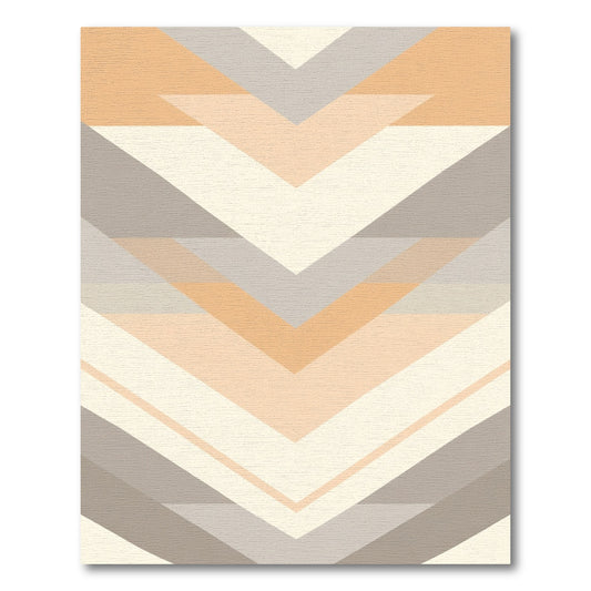 Modern Peach Gray Chevron Geometric Rug