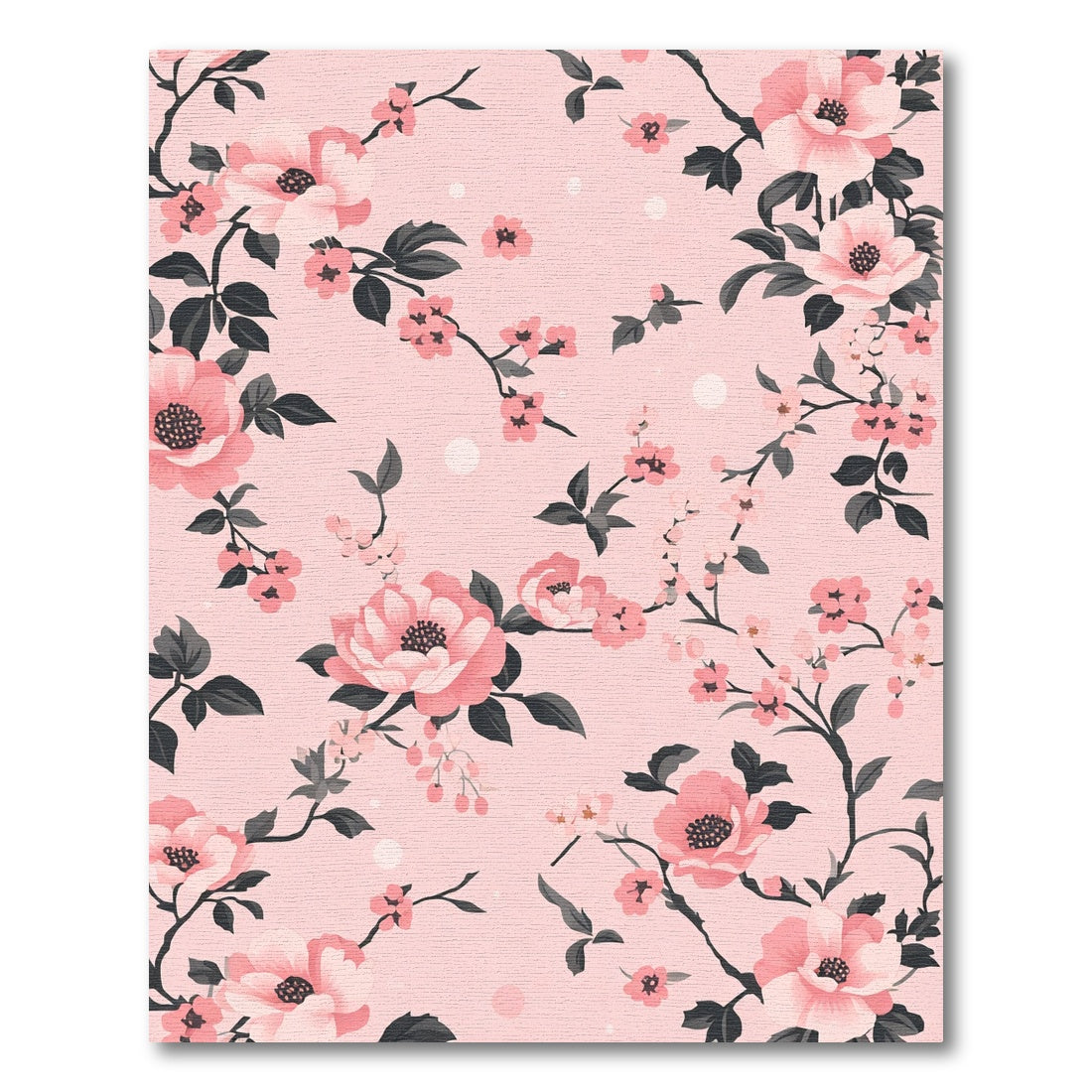 Pink Floral Branches Soft Blossom Rug